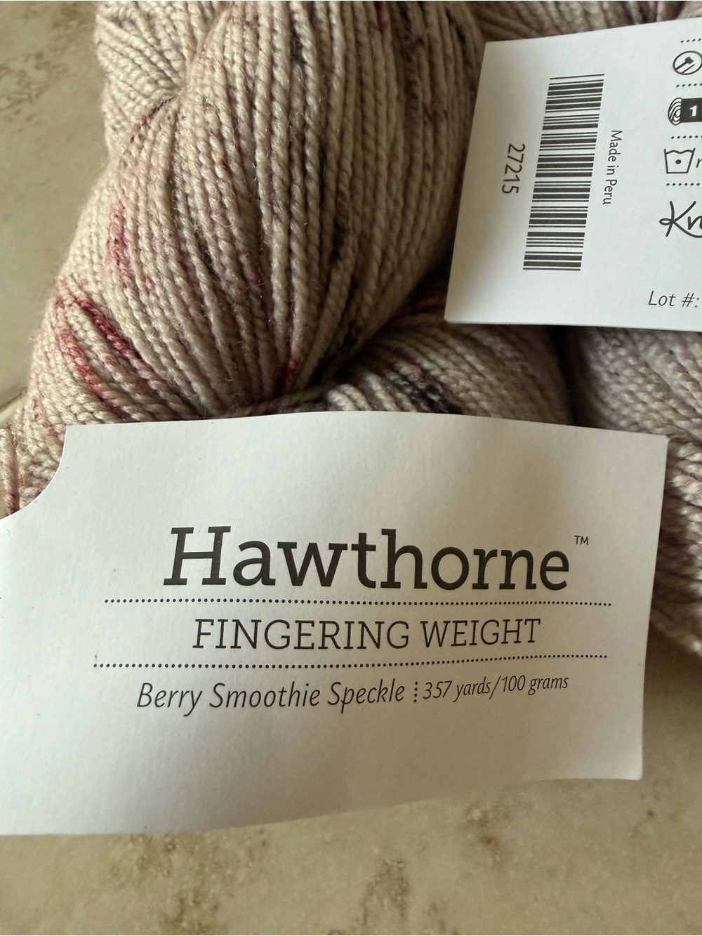 Hawthorne Fingering Weight Yarn in Berry Smoothie Speckle - Picture 2 of 5